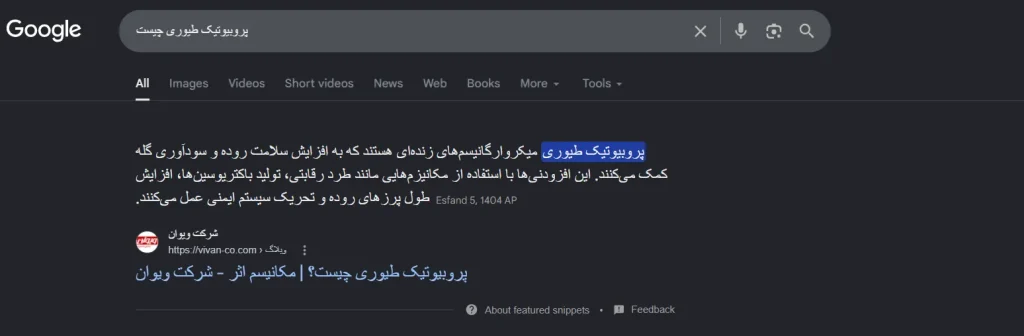 اثبات کسب رتبه ۱ گوگل در کلمات کلیدی اصلی پروژه سئو - تصویر شماره 9